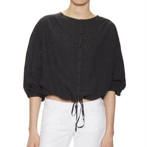 FREE PEOPLE Stars Align Eyelet Top in Black - S